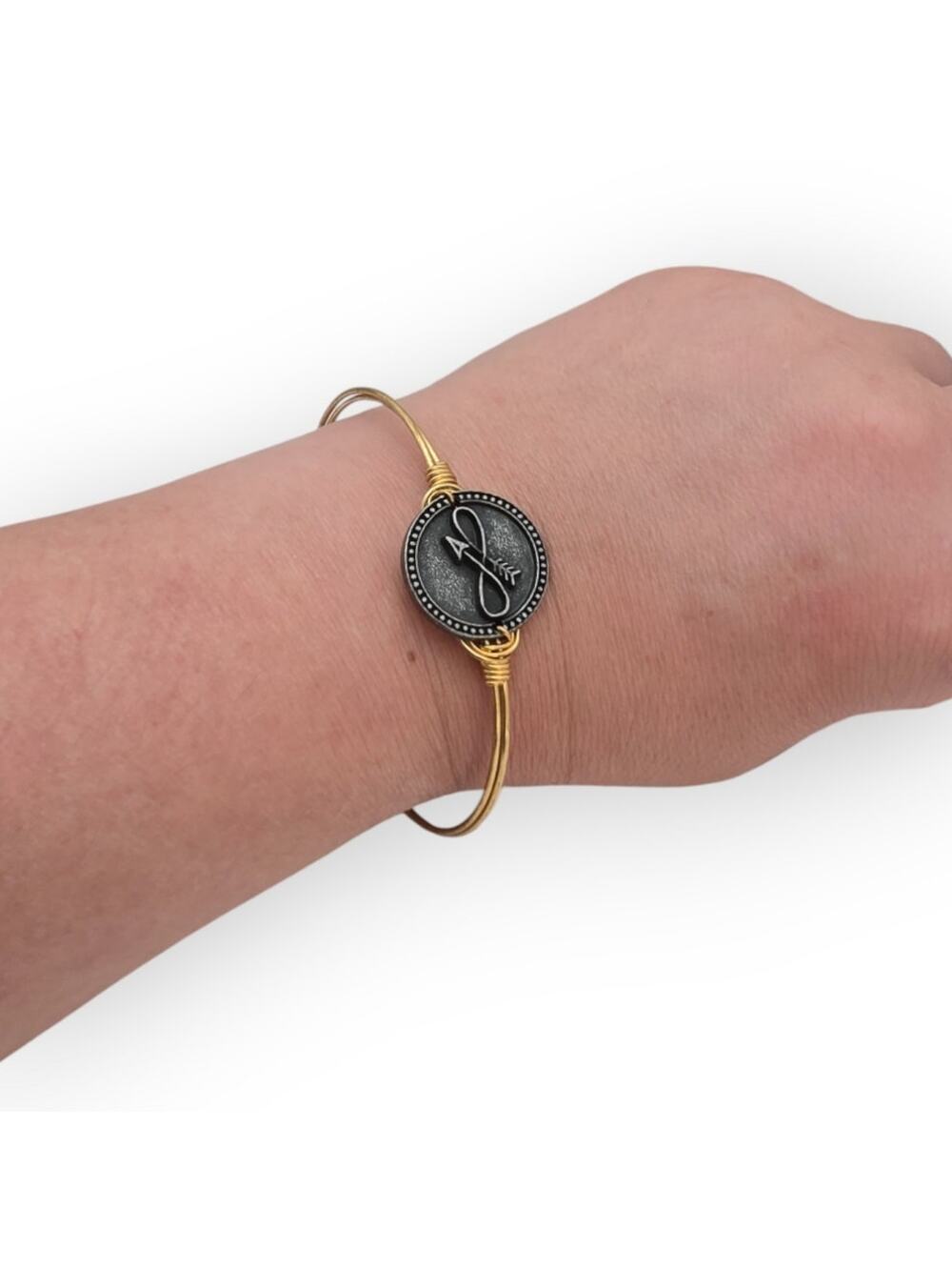 Luca & Dani Infinity Arrow Medallion Bangle Bracelet – Adjustable Artisan